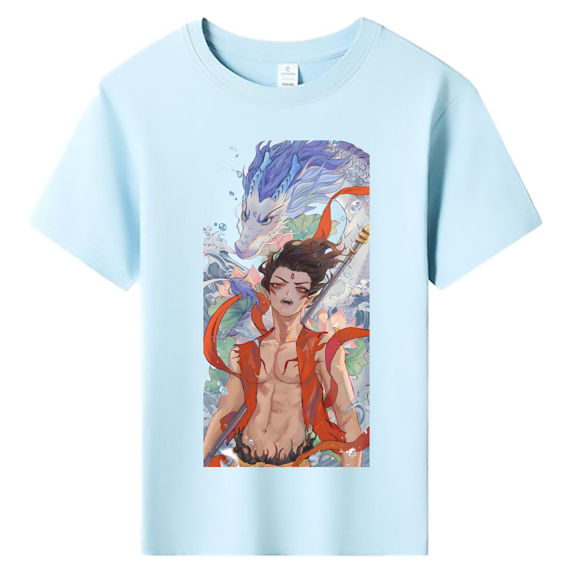 （画像用） Ne Zha 2 ナタ 魔童の大暴れ 綿100％キッズTシャツ（フロントプリント）